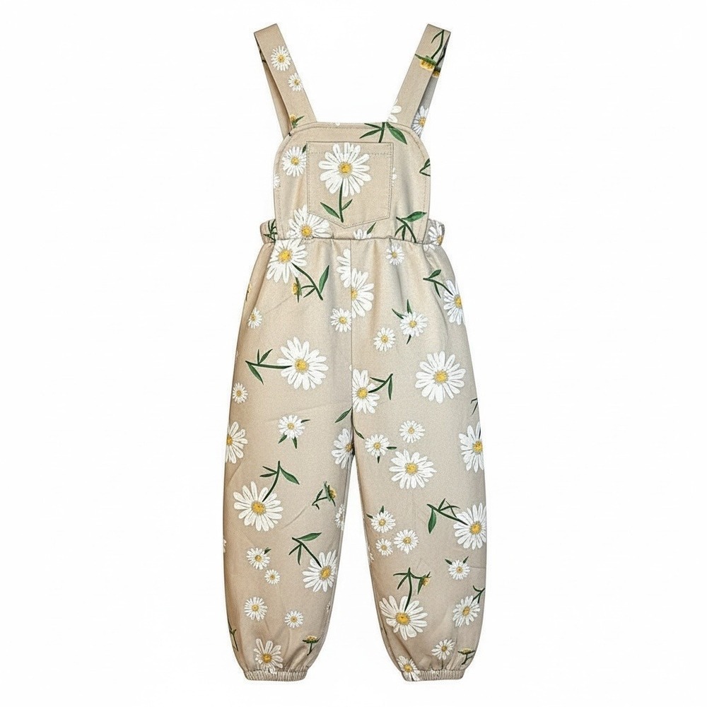 Toddler Daisy Print Overalls • Soft Stretchy Fabric • Girls 2–3Y (runs small)